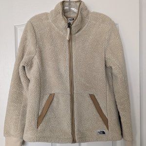 The North Face Women's M CAMPSHIRE Full Zipper Fleece Jacket C2102 Beige EUC